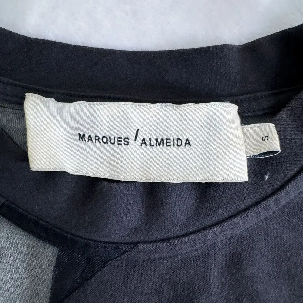 Marques Almeida Womens Shirt Devore Striped Top Goth Sheer Asymmetrical Small - Picture 12 of 12